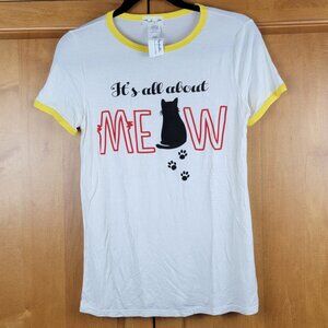 Gaze Black Cat Ringer Tee It's All About Meow - S